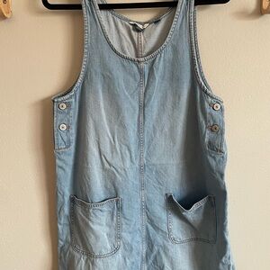 American Eagle light wash denim overall dress in size Medium.
